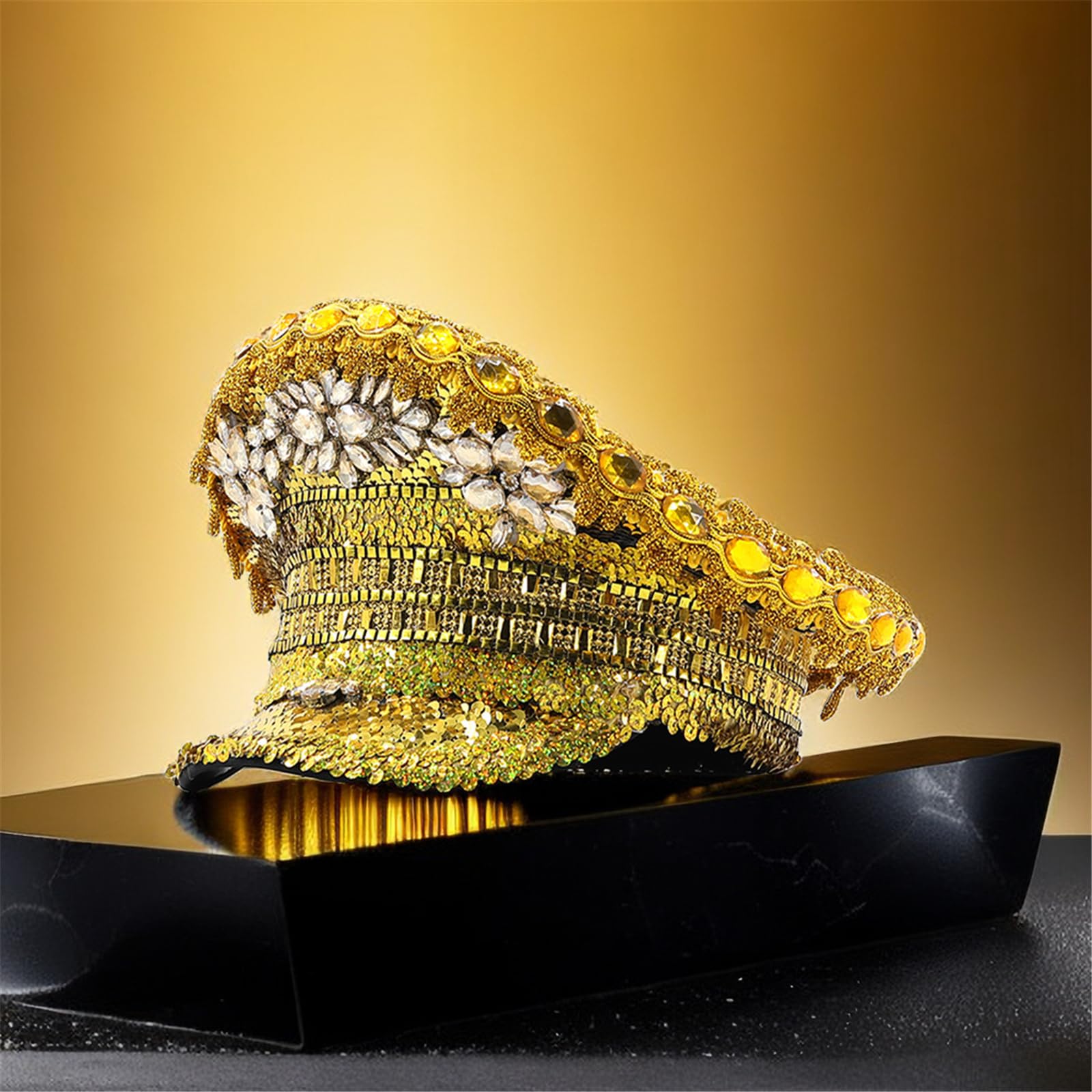 Marineblauer Strass-Hut für Damen, Hochzeit, Braut, glitzernder Hut, Mode, Geburtstagsparty, Nachtclub, Bühne