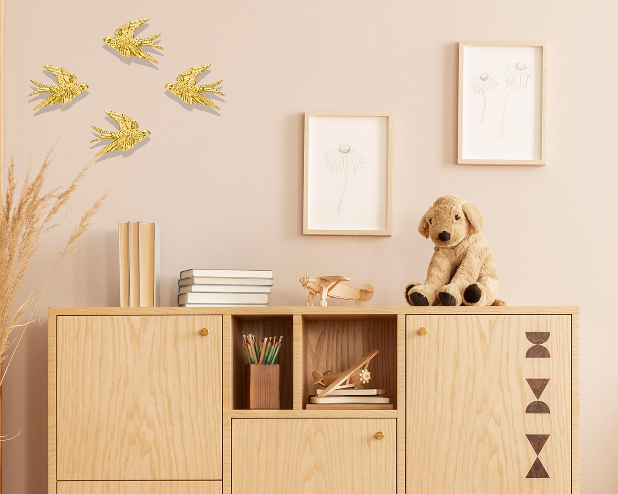 Ornement D'hirondelle En Résine Suspendu Au Mur Pour Salon, Décoration Murale, Fond De Canapé