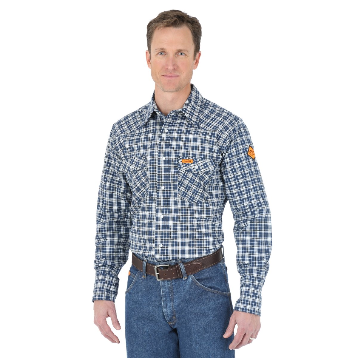 Wrangler Riggs WorkwearMen's Fr Flame Resistant Western Long Sleeve Two Pocket Snap Shirt