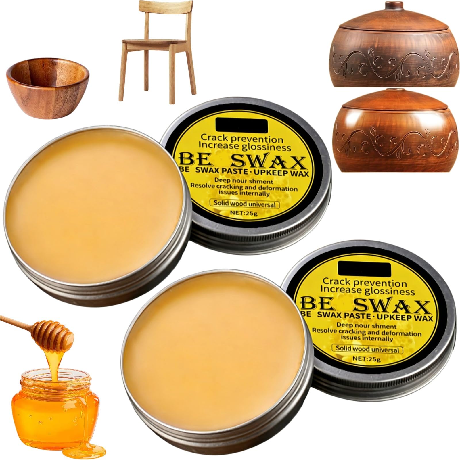 2PCS Be/eswax Polish for Wood,Natur/al Wood Wax & Furniture Wax,B/eeswax Polish for Wood & Furniture Wax,Natu/RAL Wood Polish & Protector,Wood Conditioner to Enhance & Protect All Wood Surfaces