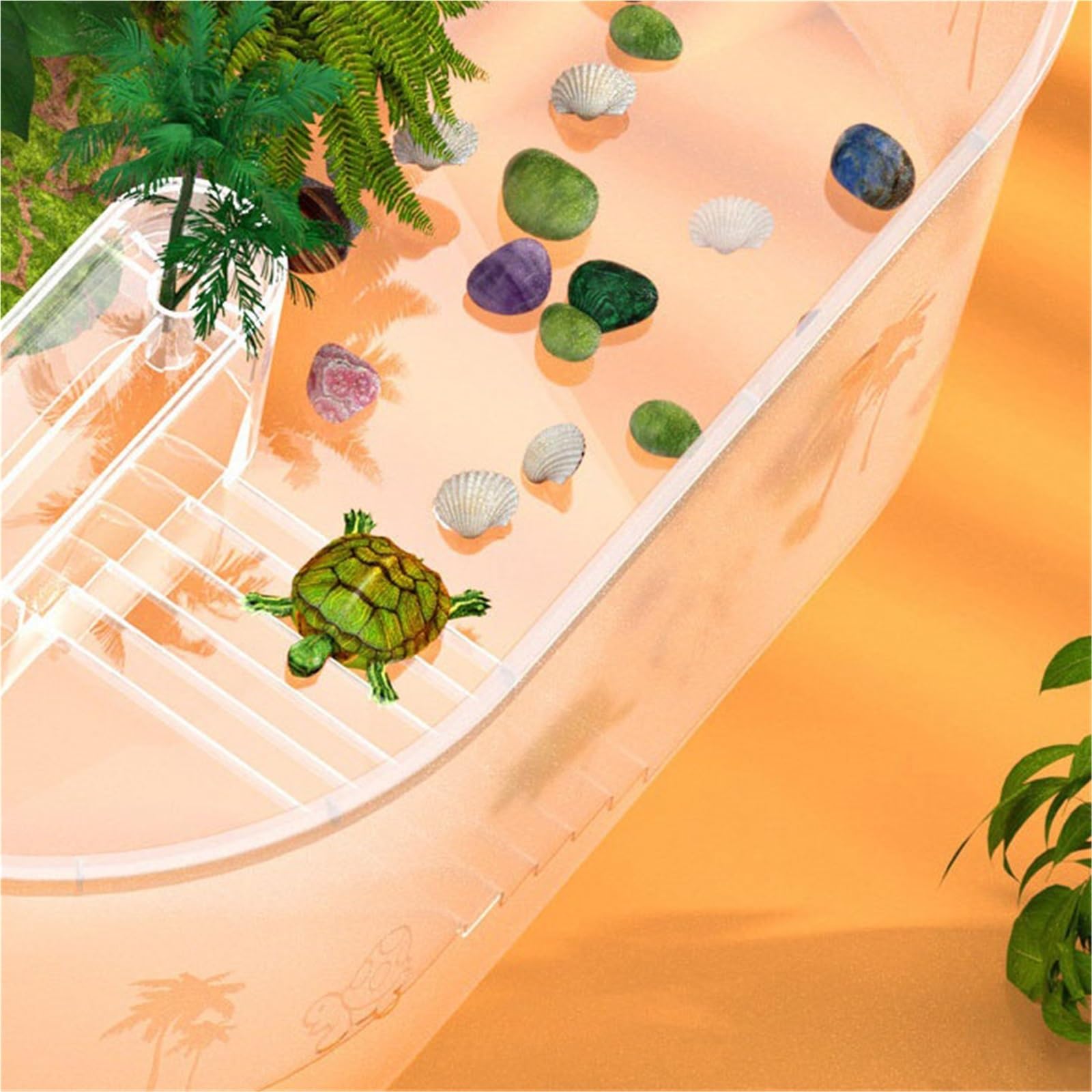 Siedlisko terrarium Zbiornik dla żółwi ze zbiornikiem do karmienia na platformie suszącej użytku domowego Terrarium akwariowe(XL)