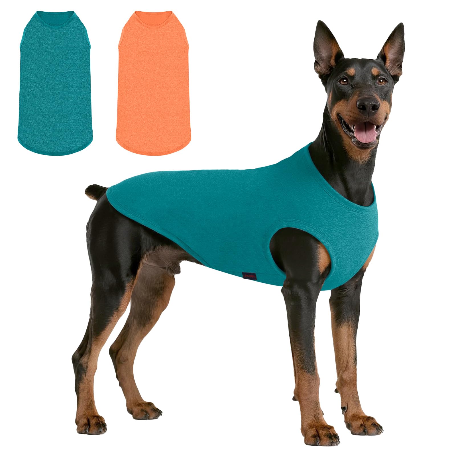2er-Pack Hunde-Shirts Mit Ärmeln – Weiches Tank Top, Atmungsaktiv & Dehnbar Für Kleine Bis Große Hunde, Orange & Grau