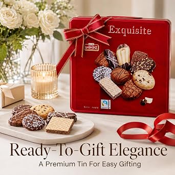 European Cookie Variety Pack, 92 Cookies, 10 Varieties - Gift Tin, 26 oz | Lambertz German Chocolate and Butter Assorted Cookies, Sealed Tin for Freshness, Holiday Gifting and Office Sharing