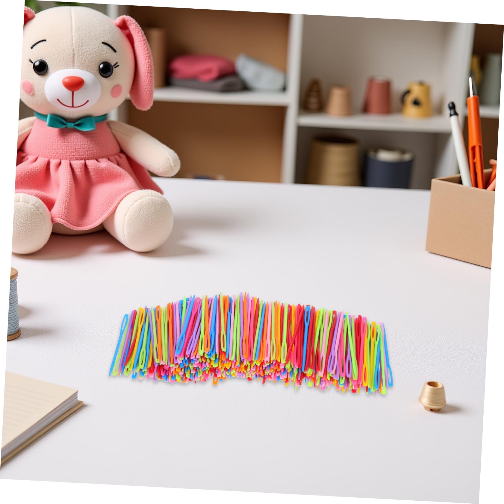 Mipcase 2000 piezas Agujas de Coser de Plástico Coloridas Ojo Grande Punta Roma para Hilo y Tapiz para Manualidades y Costura Segura con Lana