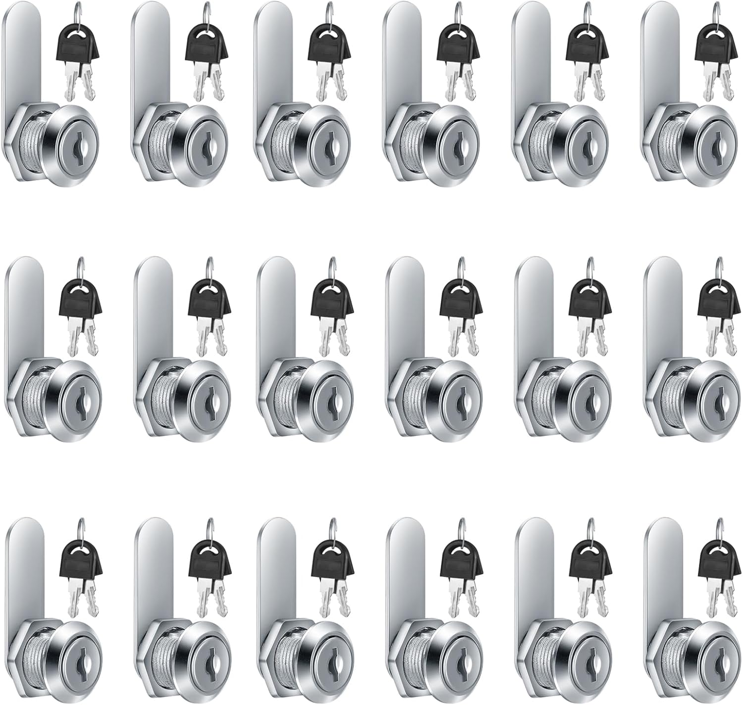18 Pieces cam Lock File Cabinet Cylinder Cam Lock (1 Key Opens All), 5/8 Inch Keyed Cylinder, for Security File Drawer Mailbox RV Camper Door Storage Toolbox Replacement Tool -The Same Key