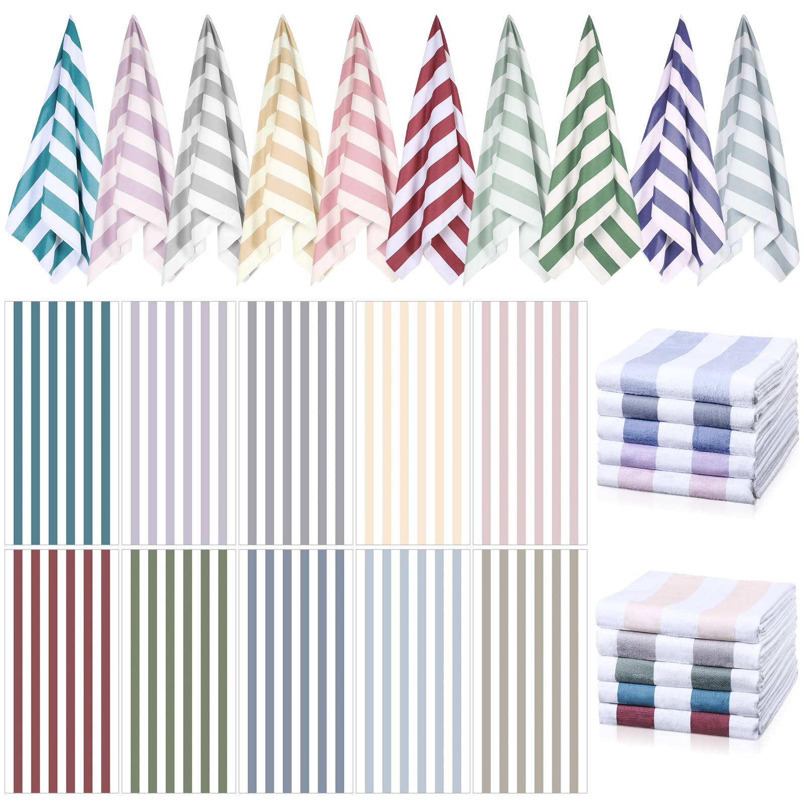 EBOOT 10 Pack Oversized Beach Towel Set Extra Large Pool Towels Microfiber Quick Dry Swim Blanket for Adult Women Men Face Hand Body Bath Travel Pool(