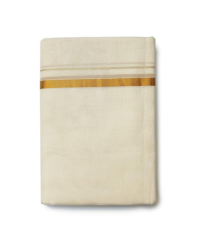 IMTRA FASHION Baumwoll-Dhoti Für Männer - Traditionelles Südindisches Veshti In Weiß Mit Zari-Bordüre