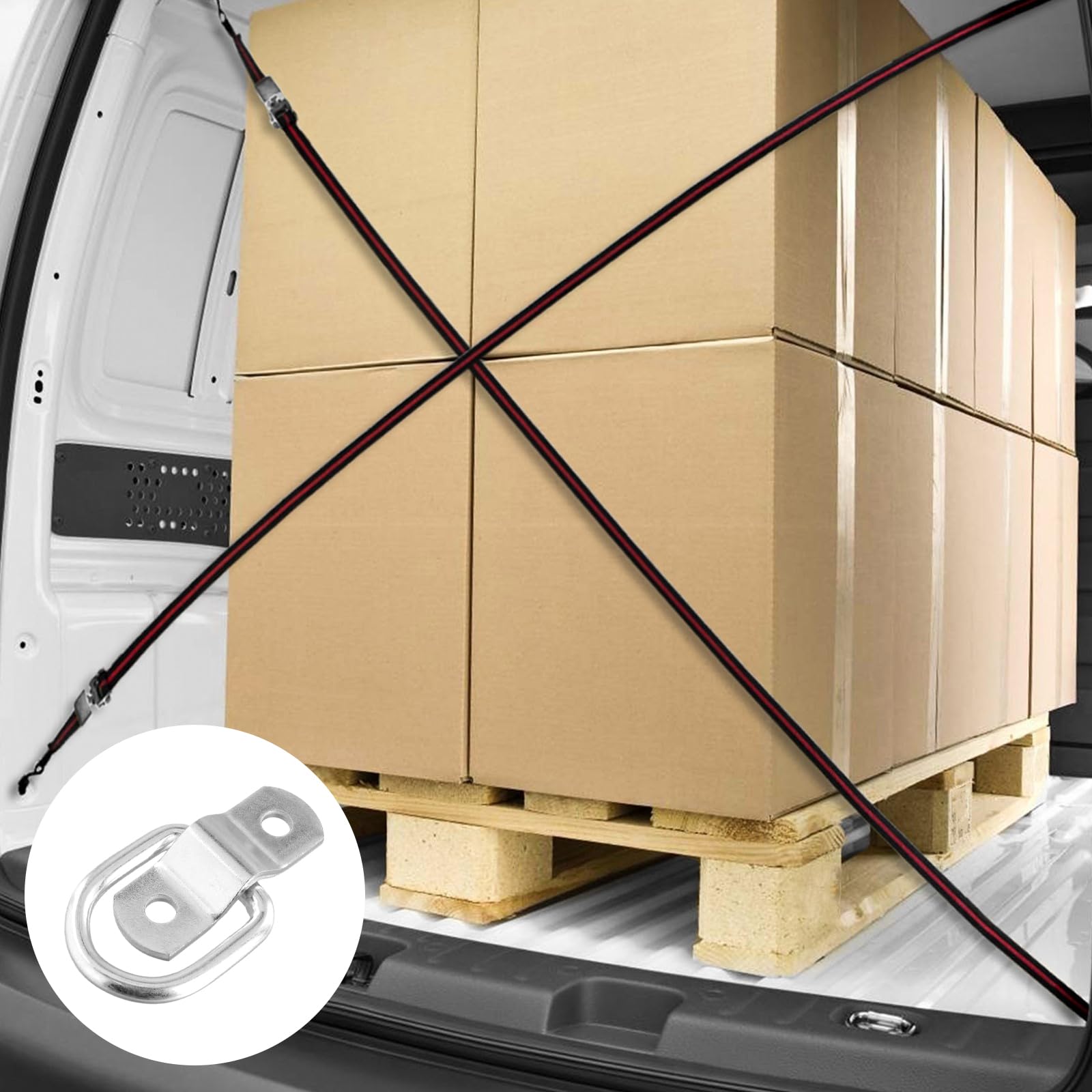 18 Pezzi Anelli di Ancoraggio da Parete a D in Acciaio zincato con Staffe e Viti, Supporta 400 libbre, Gancio Muro e Gancio Soffitto per rimorchi, Camion, Barche, Auto