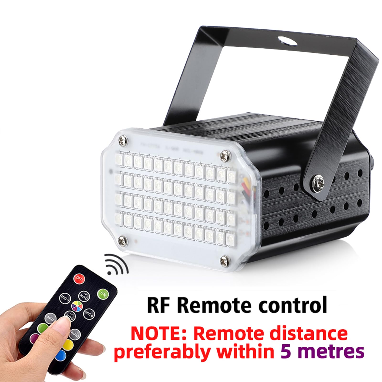 Mini Stroboskop Licht, 48 LED Disco Licht Partylicht Strobe Light mit Fernbedienung, Sound Aktiviert Flash Speed Control RBG Blitzlichter für DJ Halloween Karaoke Party in Kleinen Räumen, mit Adapter