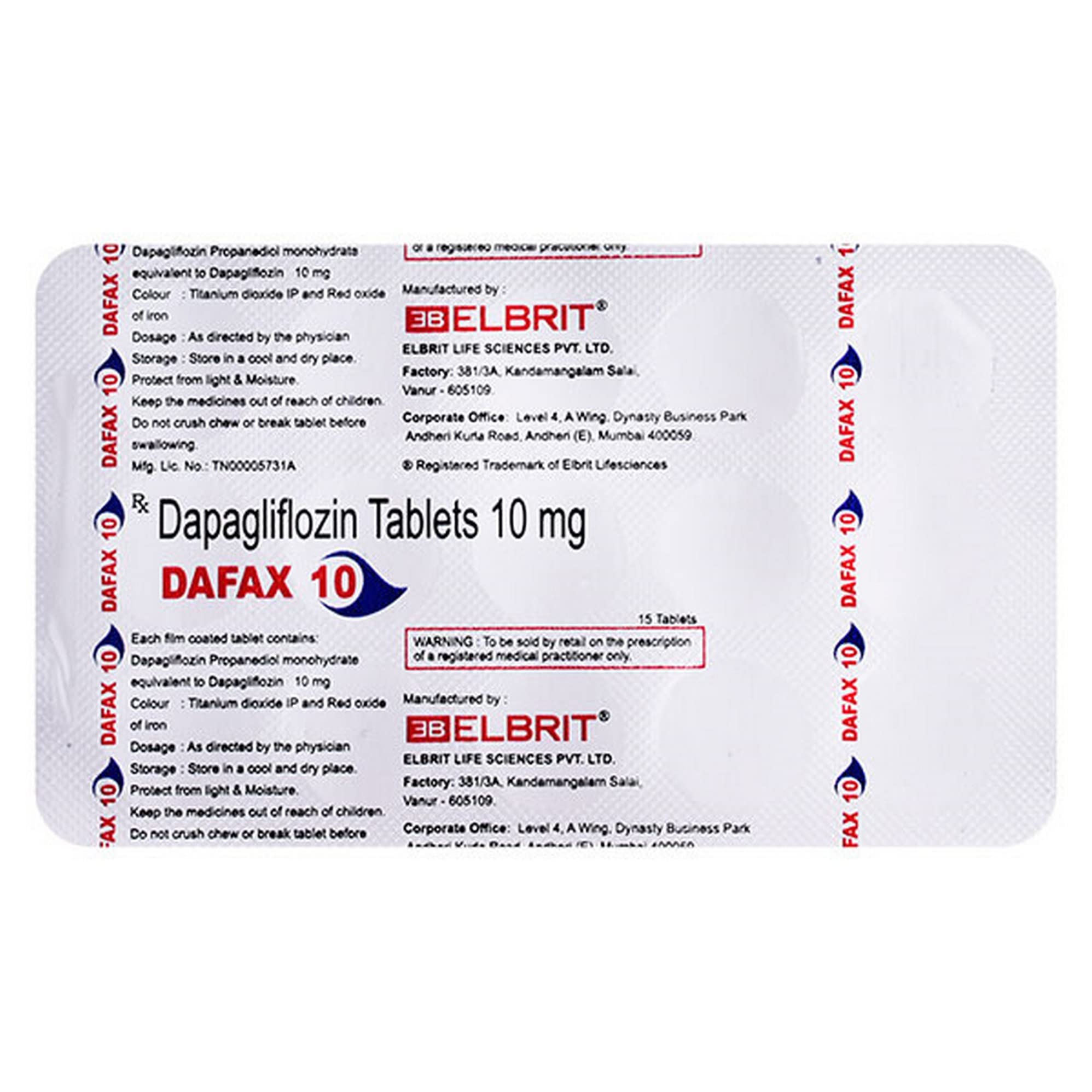 DAFAX 10 - Strip of 15 Tablets