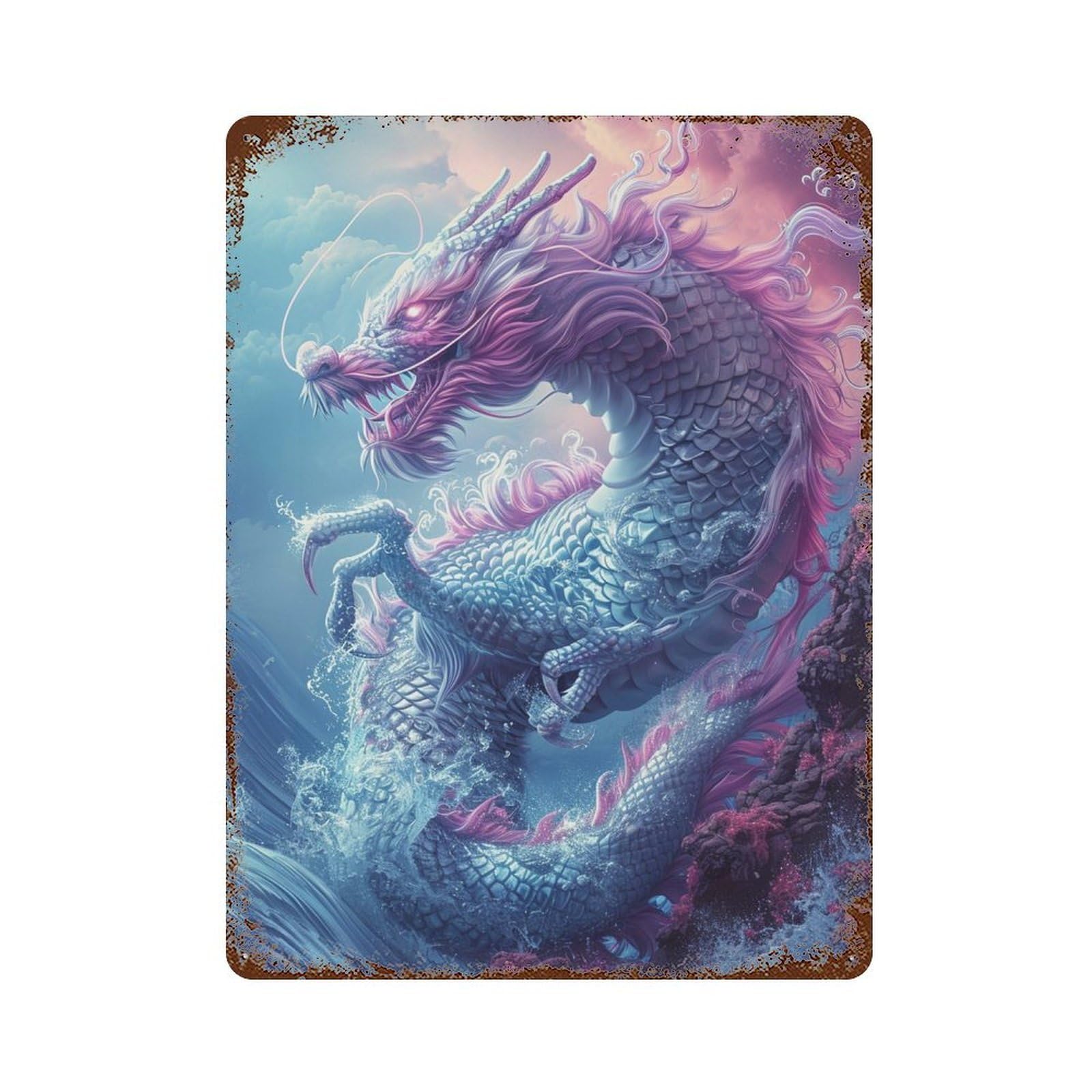 Fantasy Dragon Artwork-21 Decorative Tin Sign 15.7"x11.8", for Bistro, Counter And Cafe Decor, Novelty Wall Decor