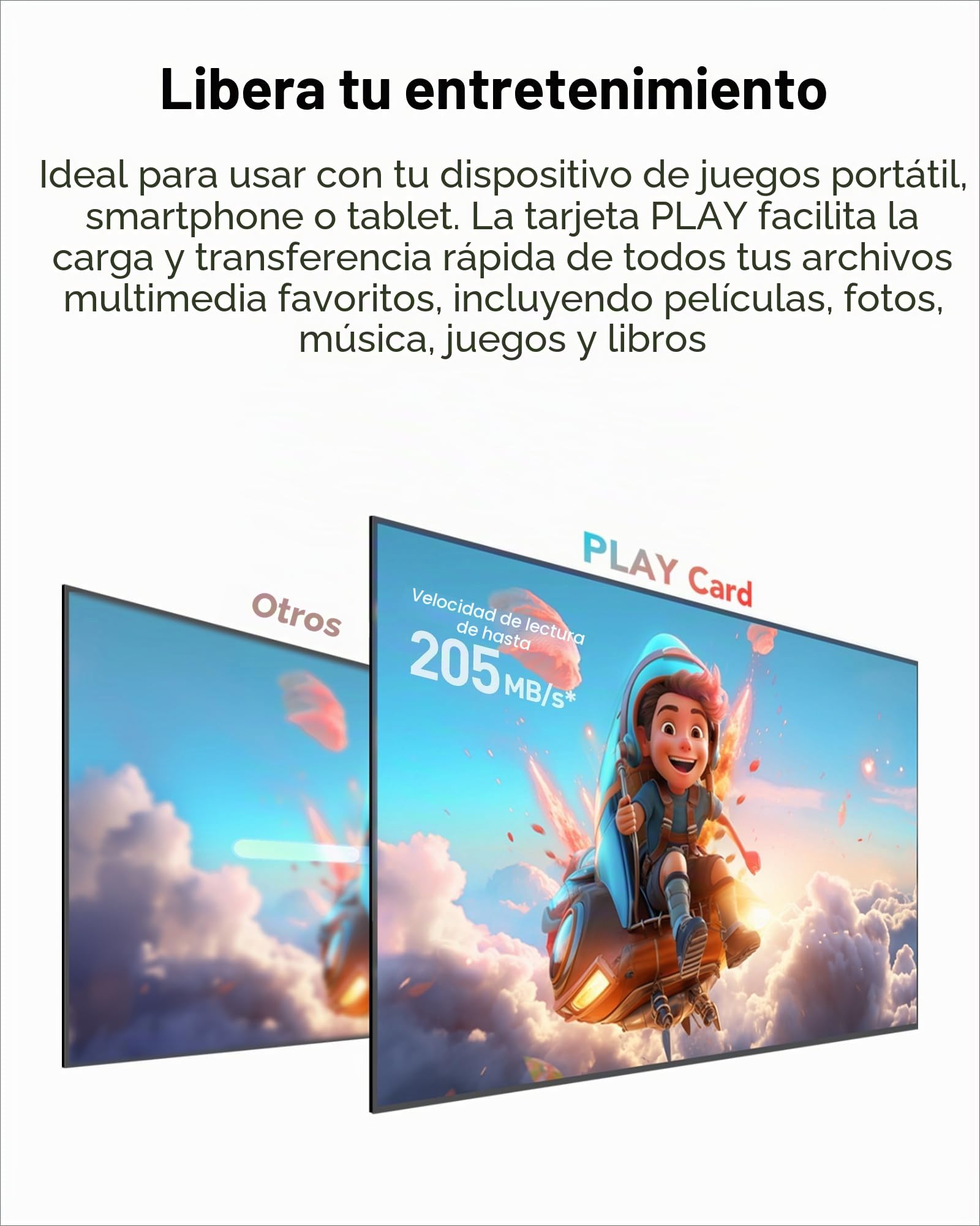 Lexar Play Tarjeta Micro SD 512GB, microSDXC UHS-I, hasta 205 MB/s lectura,140 MB/s escritura, Clase 10, U3, V30, A2, Vídeo 4K, Tarjeta de alta velocidad para Switch/Portable Gaming Devices/Smartphone