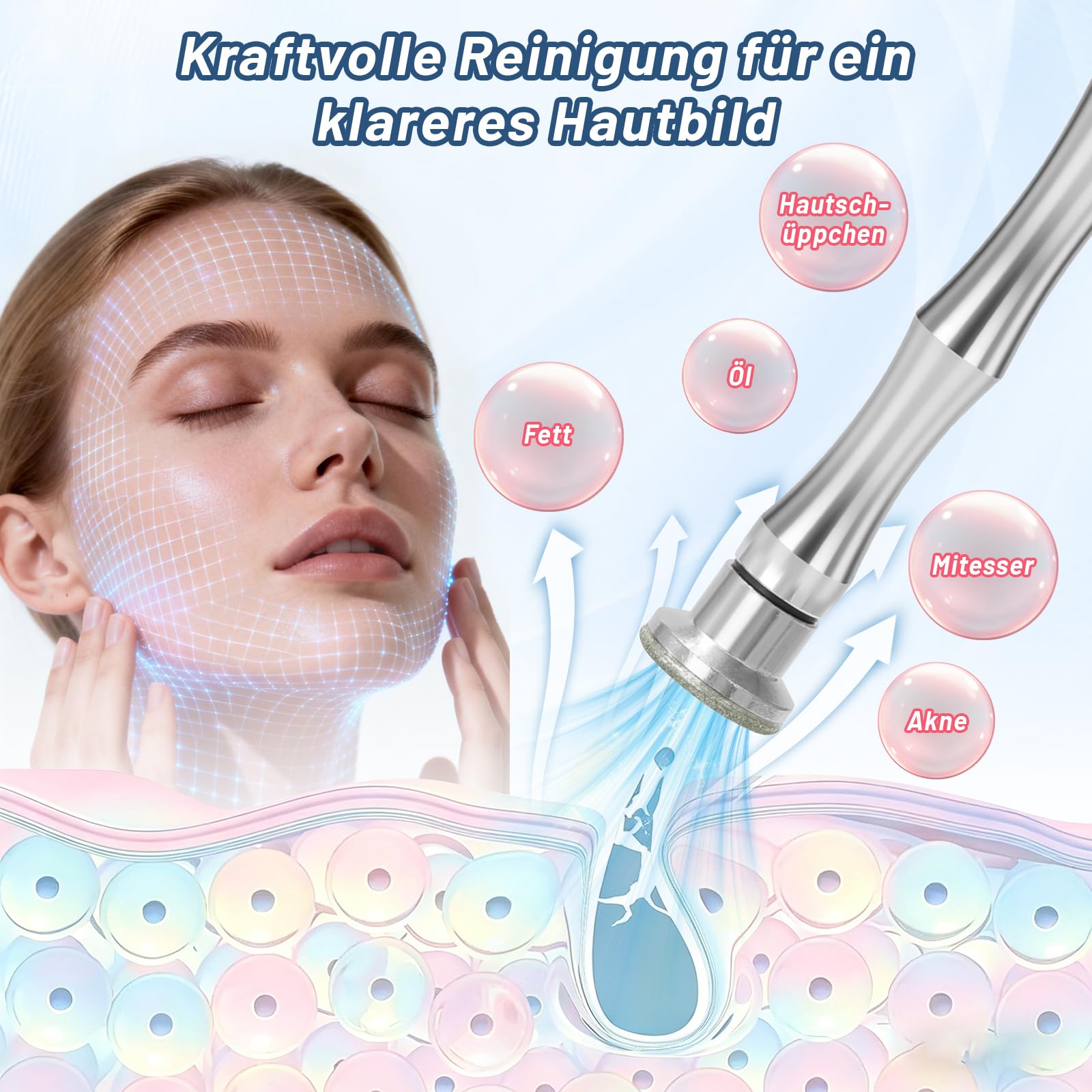 Yofuly Diamant Mic roderrmabrasion Gerät, 3 IN 1 Professionelle Mik roderrmabrasionsgerät Der mabrasion Maschine 65–68 cmHg Saugkraft, Gesichtspflegegeräte für den Heimgebrauch