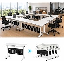 Toutrop Folding Conference Room Tables, Heavy-Duty Commericial Mobile Table, Modular Training Table with Wheels for School Classroom,Library,Training Center,Seminar, Office,4,47in