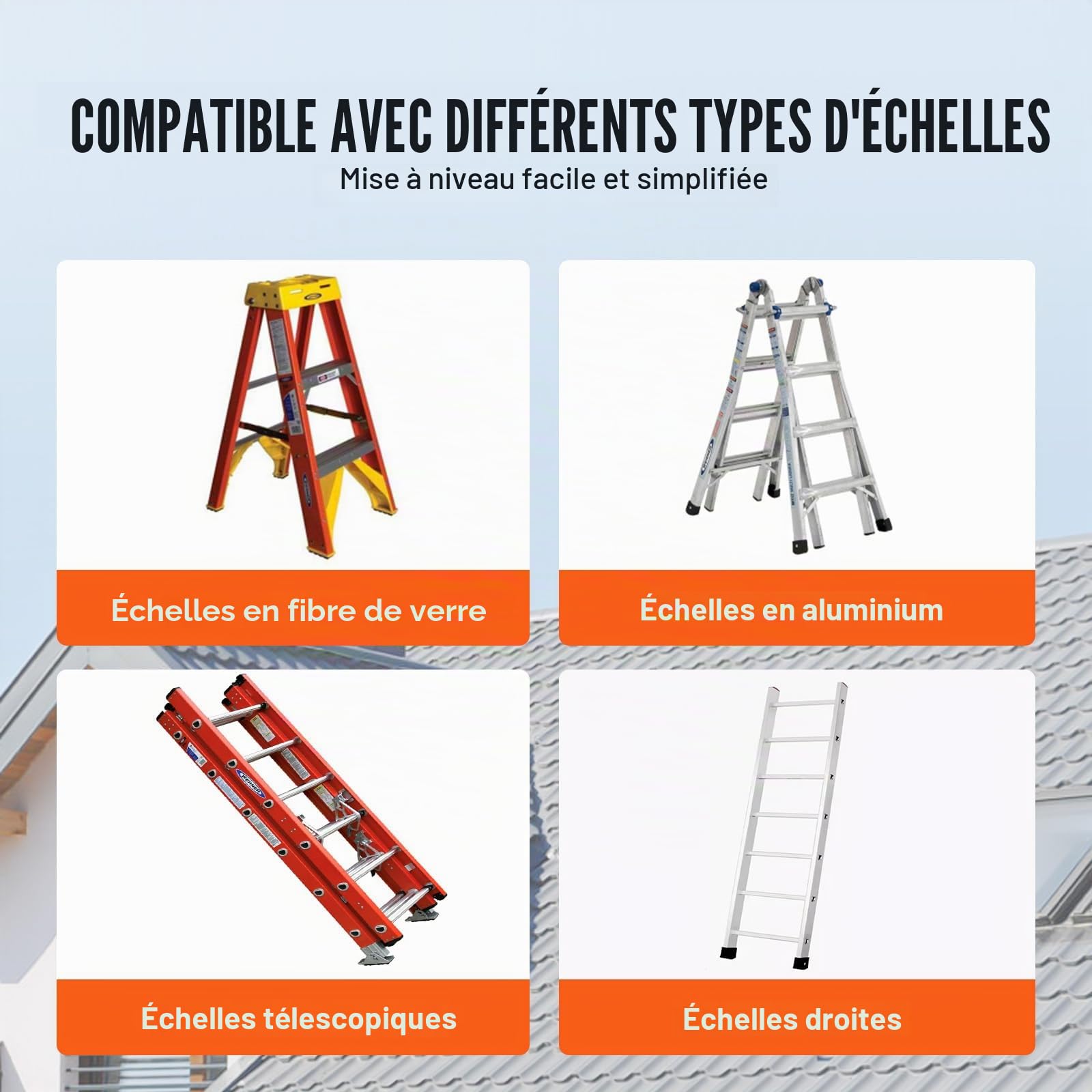 VEVOR Niveleur d'Échelle, Charge 172,4 kg, Outil de Nivellement d'Échelle d'Escalier PP, Trémie de Tangage, Stabilisateur avec Rangement, Plate-forme Stable Facile à Utiliser, pour Sol Irrégulier