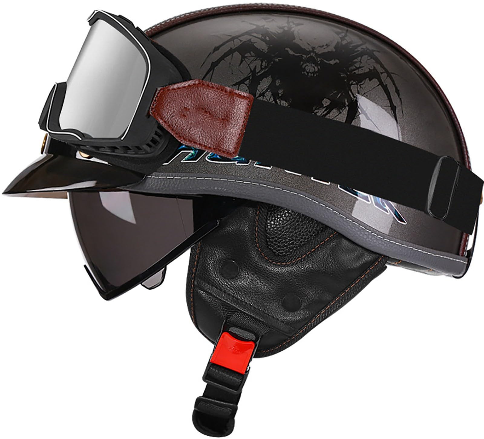 Casco de moto jet de estilo retro con acabados de alta calidad para motociclistas 8