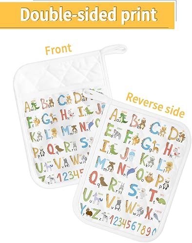 Miniatura 2 de Letter 5Pcs Pot Holders for Kitchen,Non Slip &amp; Heat Insulation Terry Cloth Potholder Set with Pocket,Thick Hot Pad Oven Mitts Trivet