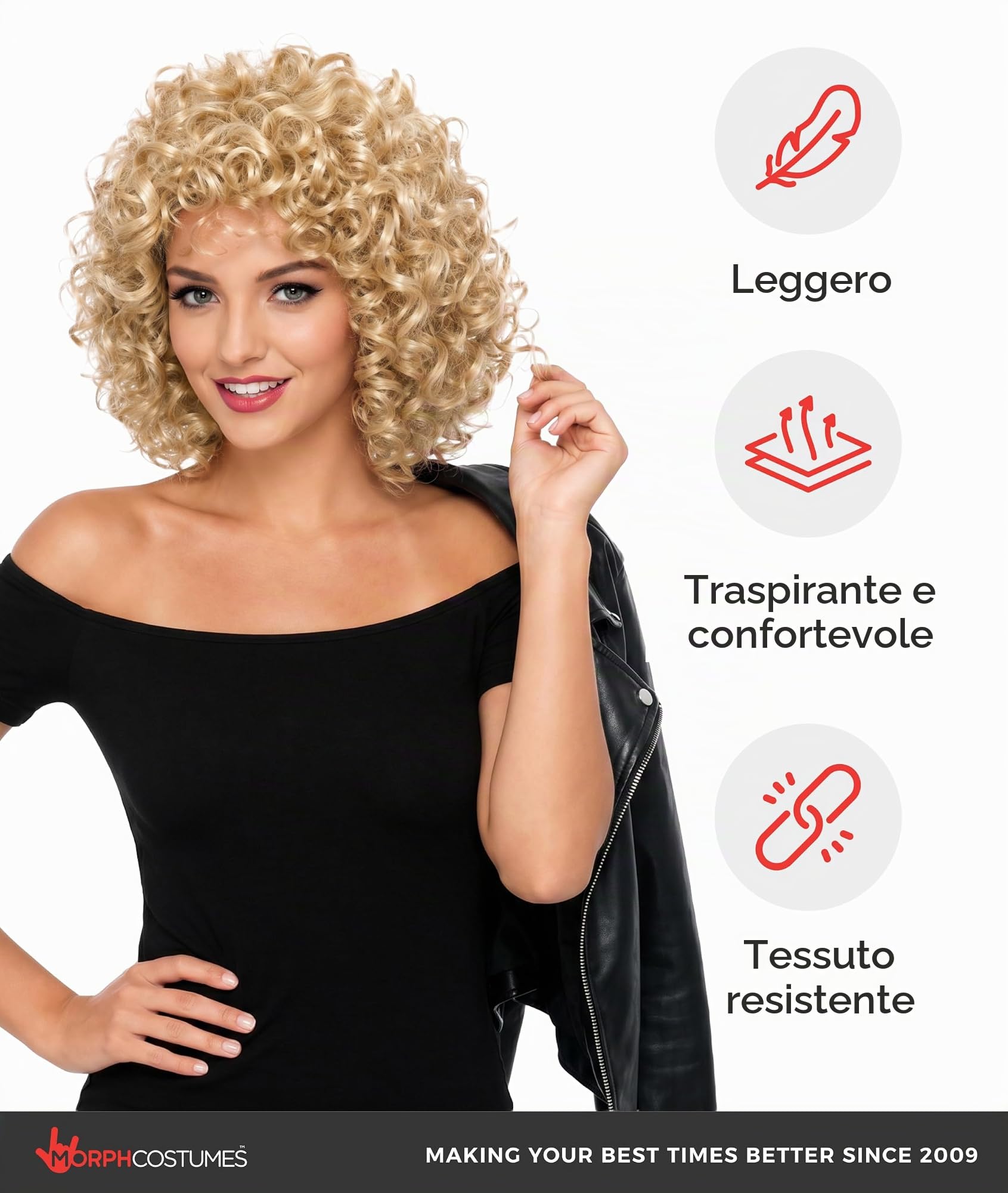 Fun Shack Parrucca Bionda Riccia, Parrucca Anni 70 80 Cantante Donna