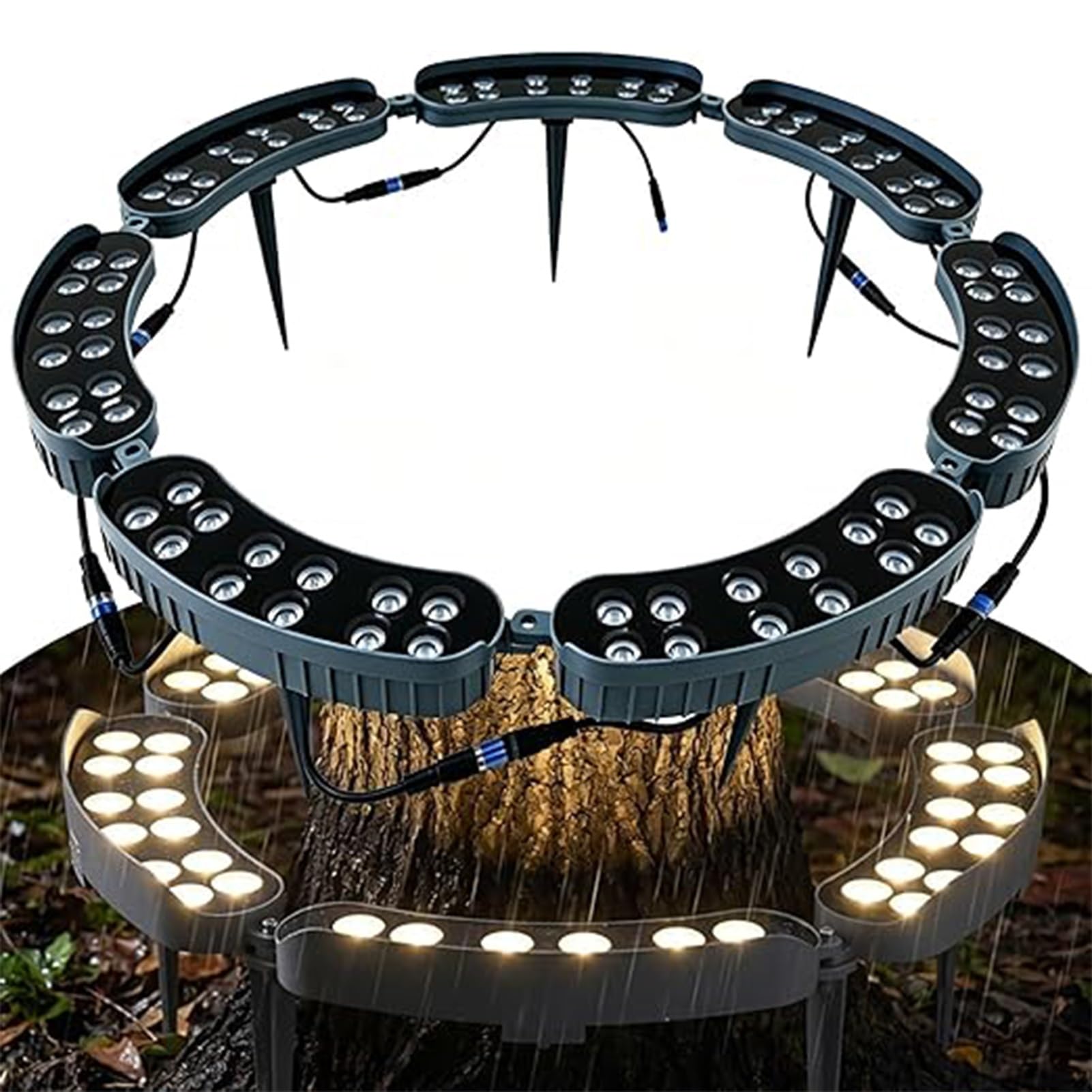 QICBYING LED Ring Tree Light, Outdoor Waterproof Landscape Spotlight, Die-Cast Aluminum Tree Hug Uplights With Ground Stake For Garden Pathway Accent, Circular Wrap Around Lamp(Green,84W(220v)) — image 1