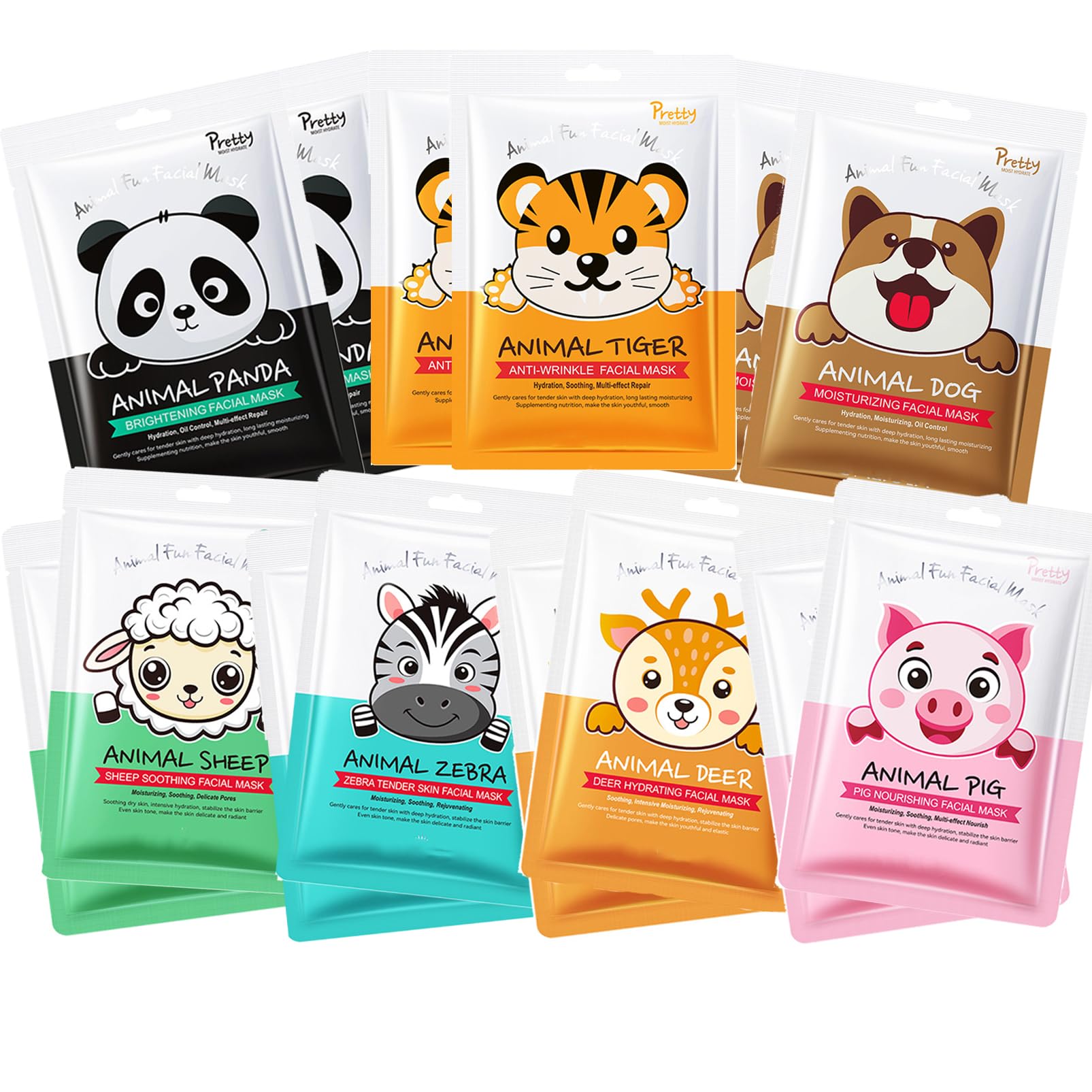 Animal Print Face Masks Skincare for Kids & Teenage Girls, Hydrating & Soothing Facial Masks, Skin Care Gifts For Teenage Girls, Spa Party Supplies, Self-Care Gift, Sheet Mask For Women,14PCS