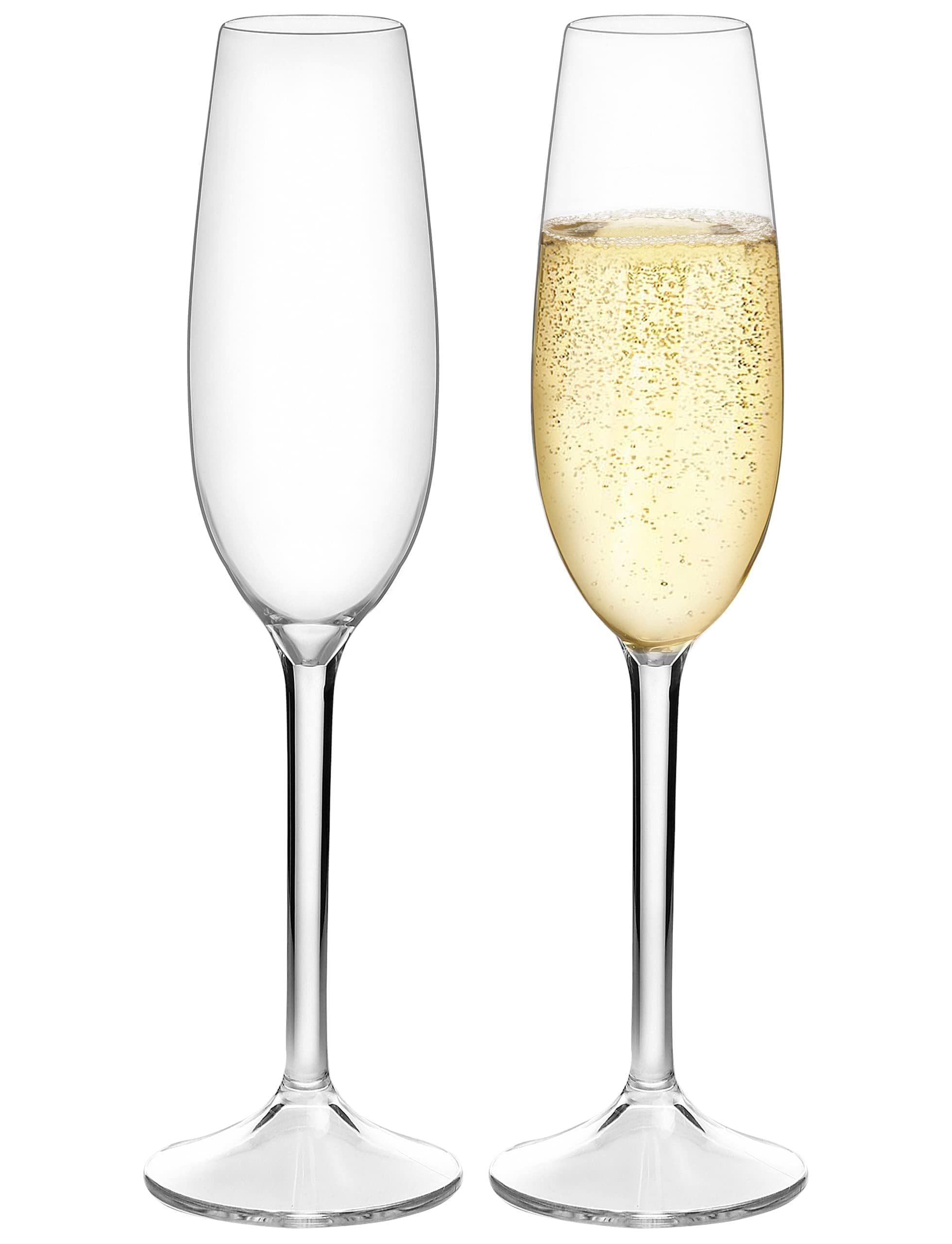 MICHLEY Juego de 2 copas de champán con tallo de 7.6 onzas, copas de champán de 7.6 onzas, irrompibles, de plástico Tritan para vino, regalos de boda
