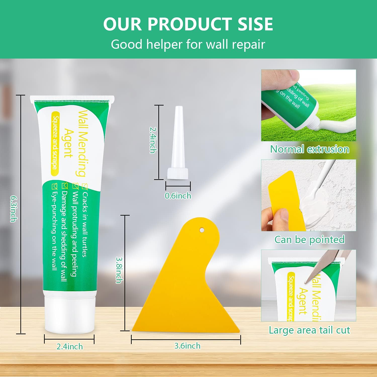 Wall Mending Agent, 4 Pack Safe Mend Wall Repair Paste with Scraper, Drywall Repair Kit Easy & Quick to Cover Holes, Cracks, Graffiti, Dry Wall Repair Patch Cream for Home - Self Adhesive - - 