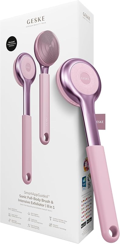 GESKE Escova Corporal Sônica com Superfície Esfoliante e Cabo Extensível, GK000707