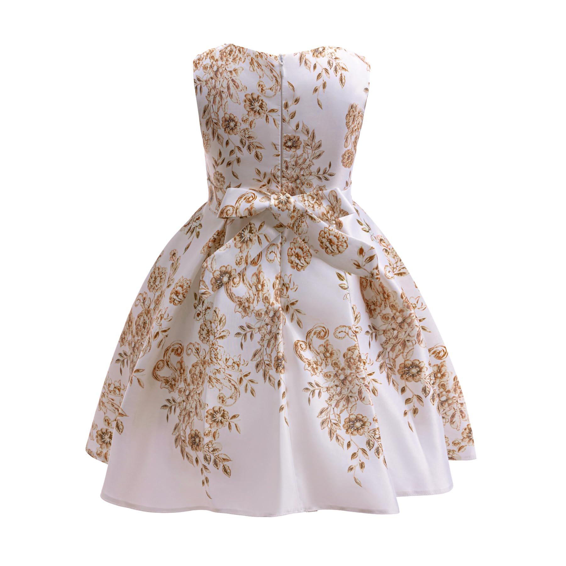 Vestido de niña con estampado floral, sin mangas, con lazo, de princesa, hasta la rodilla