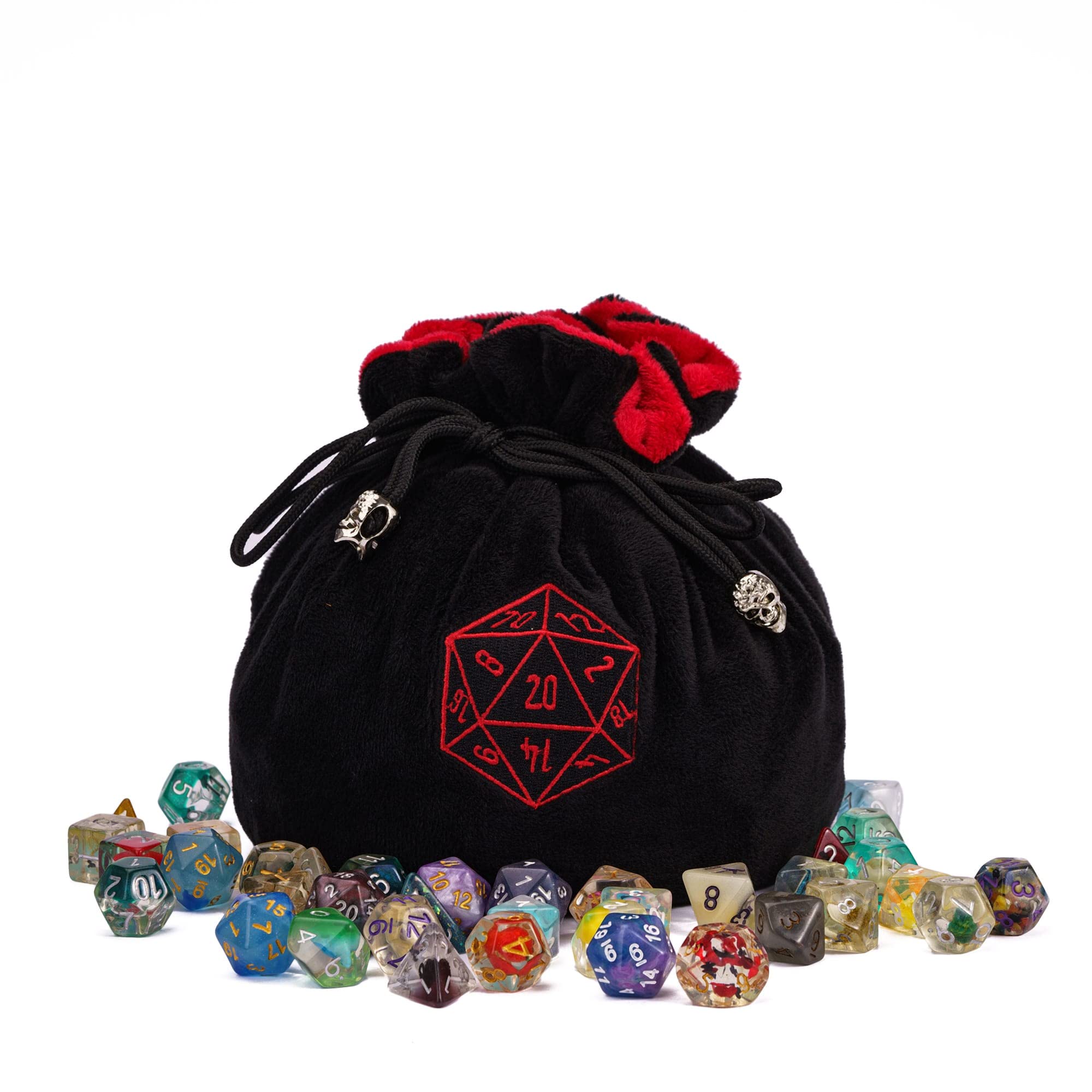 DND - Bandeja de Dados 2 en 1 con Ruedas para Almacenamiento de Dados, Compatible con Cualquier Juego de Dados, Dungeons and Dragons, MTG, Dice Arena, Bolsa Negra con Cubos de 0,5 kg, Bolsa de Dados