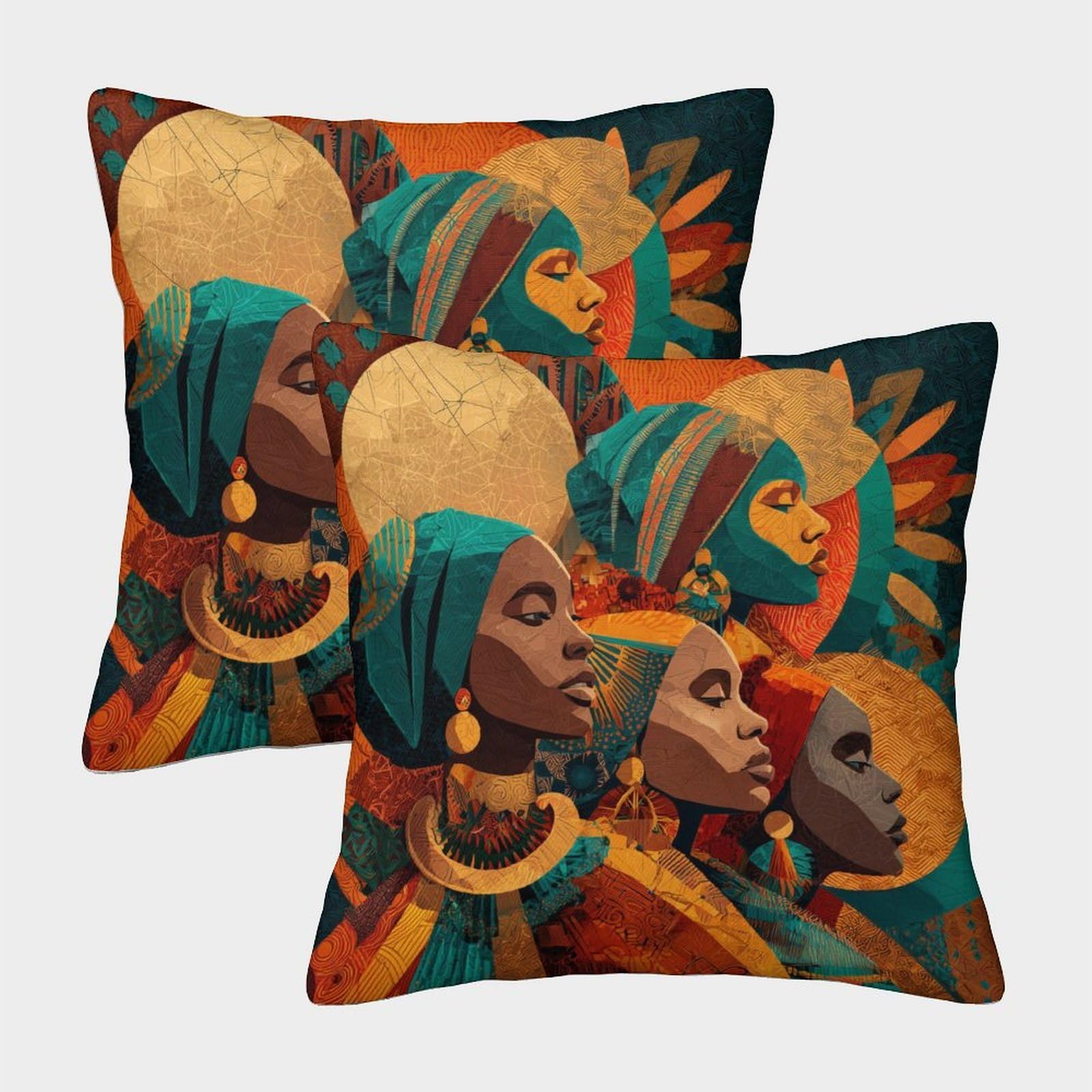 kaiyun 2 Pack African Rhythm Art 3D Image Printed Single-sided Cushion Cover 40x40cm