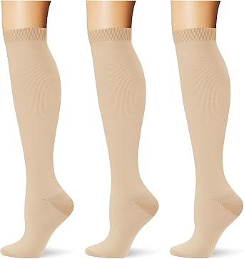 3 pairs Compression Socks 20-30 mmHg Long Knee High Socks for Women Men Support Athletic Travel Daily Wear