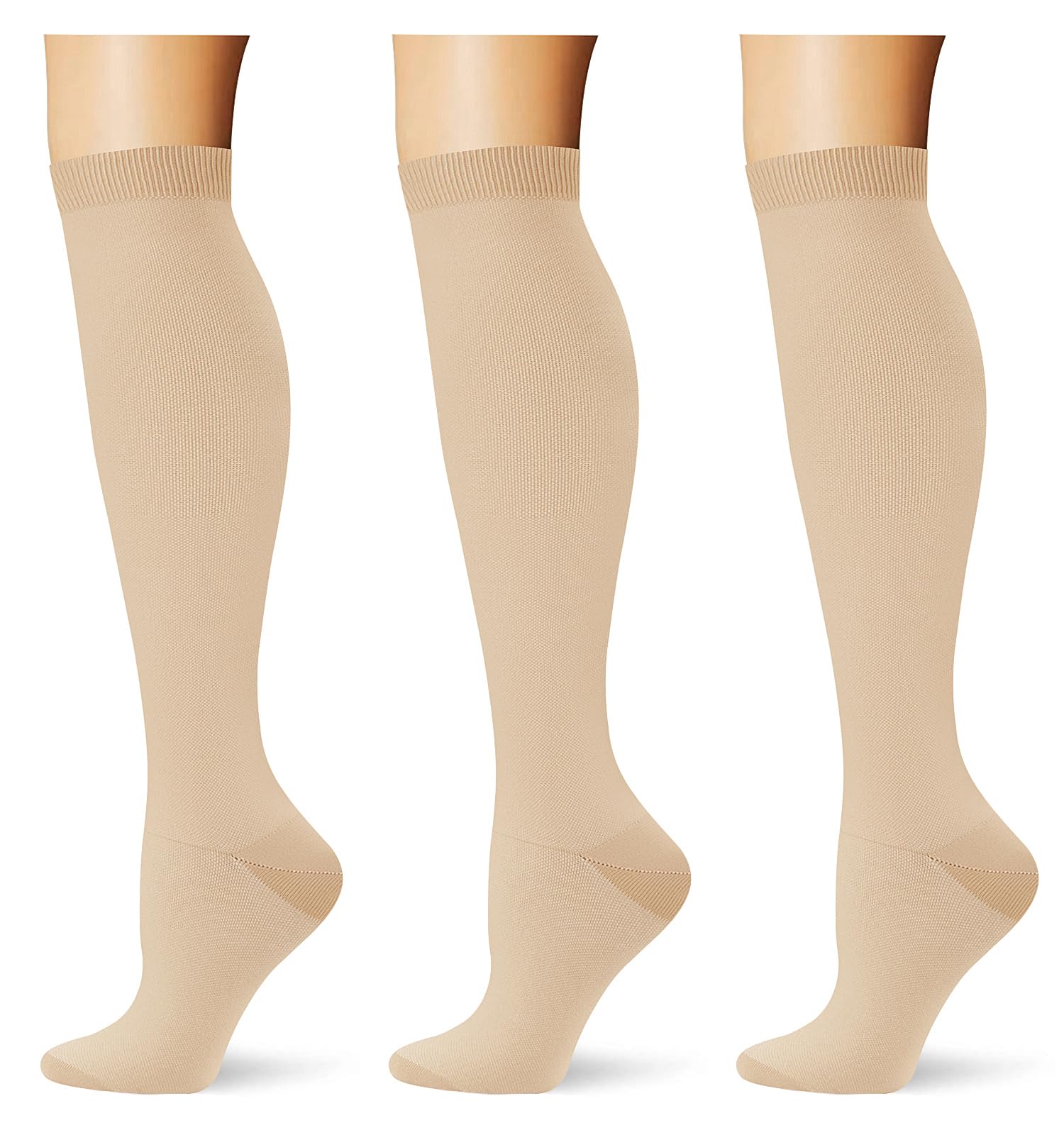 (3 pairs) Compression Socks 20-30 mmHg Long Knee High Socks for Women Men Support Athletic Travel Daily Wear