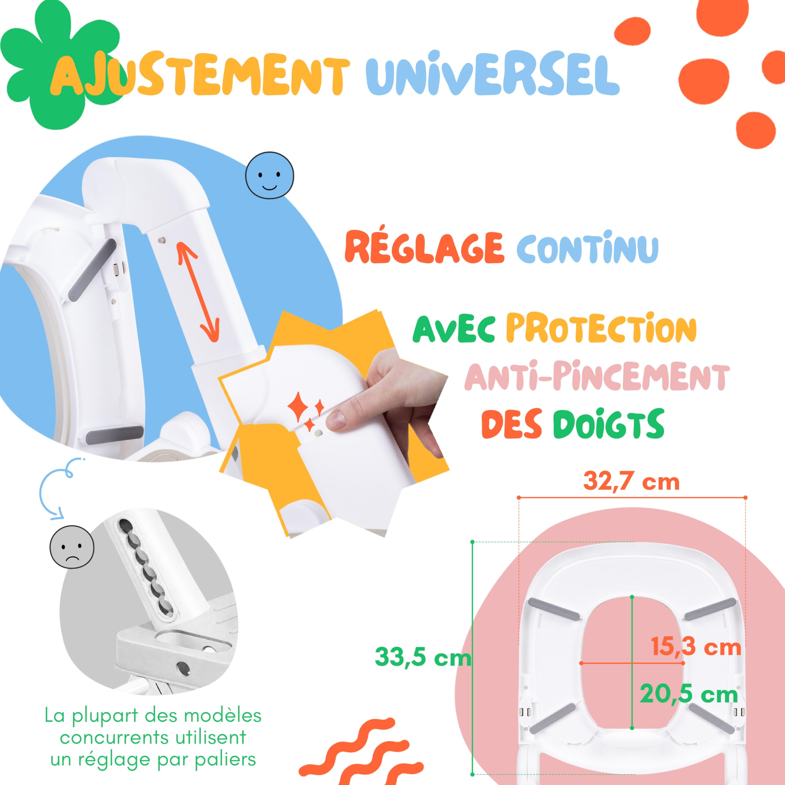Reducteur Toilette Enfant avec Marche Beige à Partir de 18 Mois - Rehausseur Toilette Pour Garçons et Filles - Pliable Adaptateur WC pour Enfant avec Réglage en Hauteur Continu
