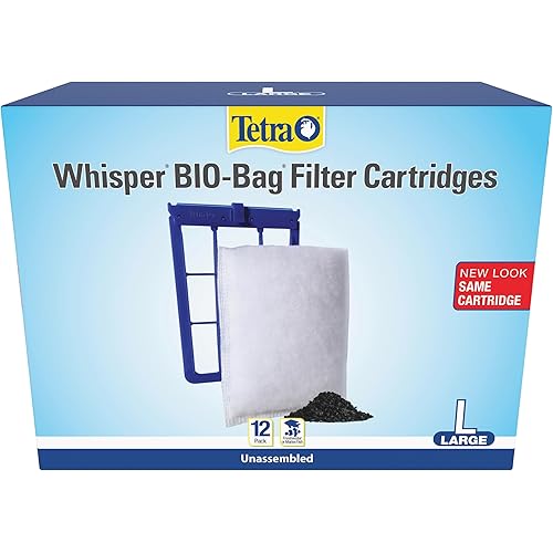 Tetra Whisper Bio-Bag Filter Aquarium Cartridges, Large Filter for Freshwater and Marine Fish, Removes Odors and Discoloration, Easy to Assemble, 12 Large Blue Filters