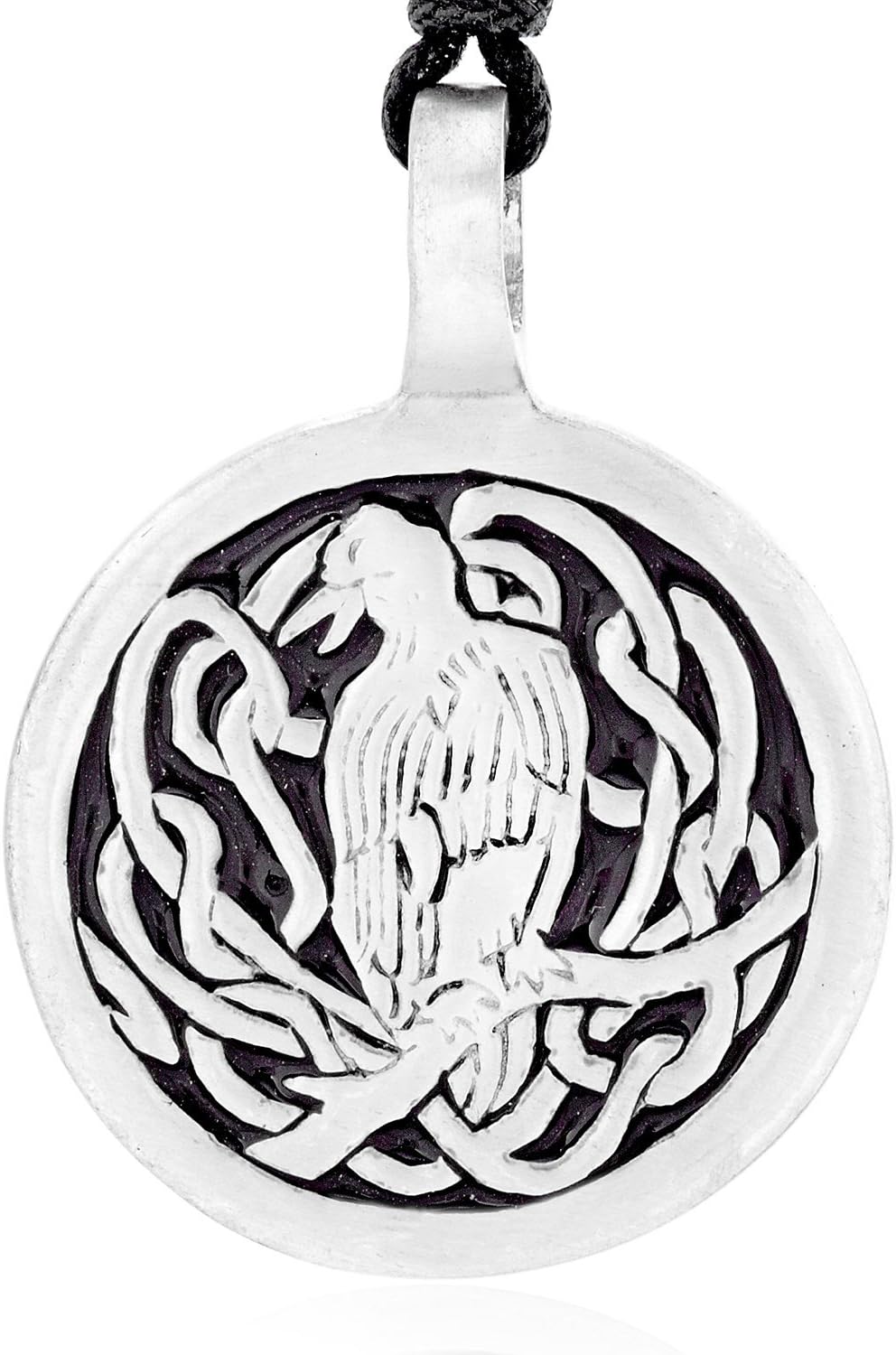 Dan's Jewelers Celtic Raven Necklace Pendant with Irish Knot Design, Fine Pewter Jewelry