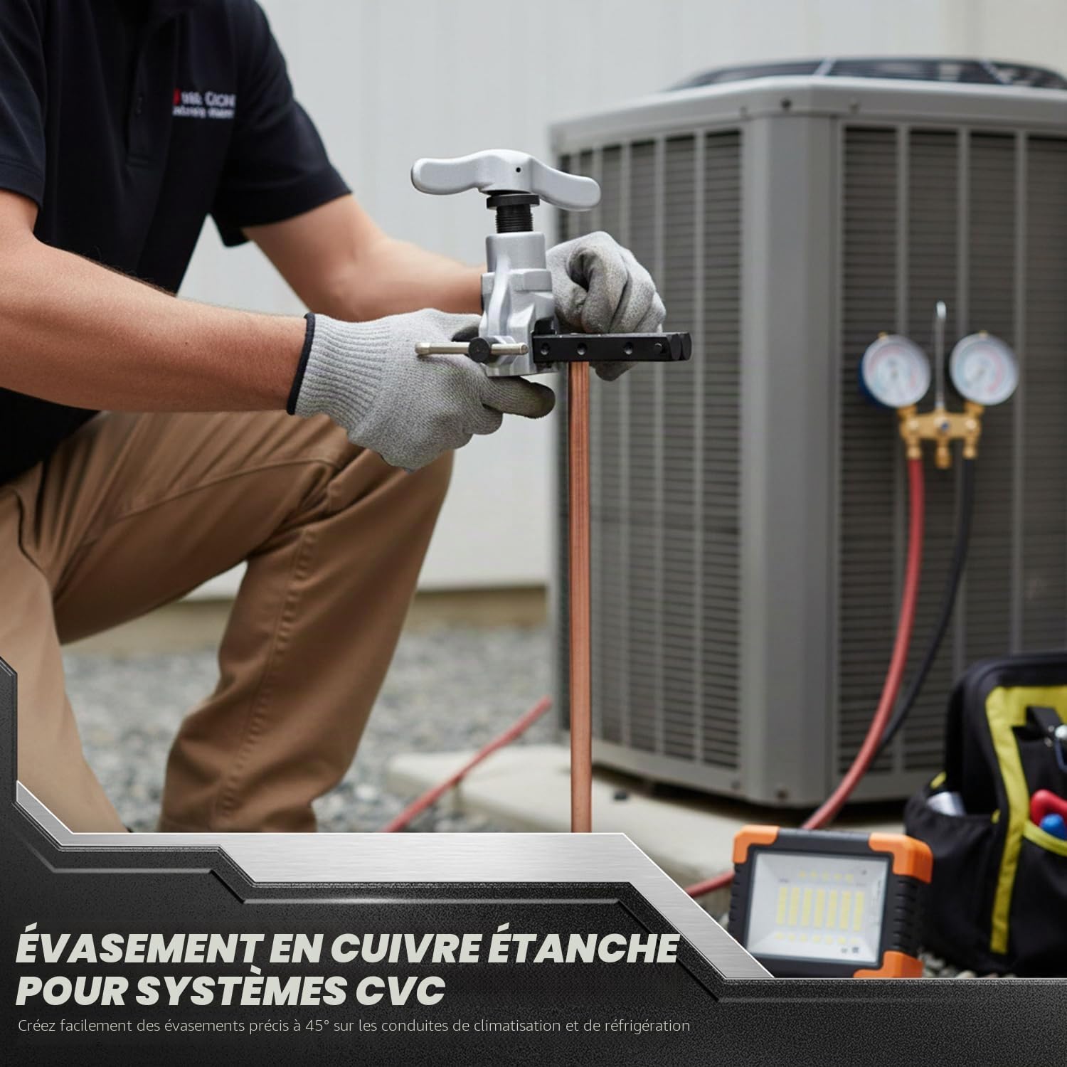 Flexzion Evaseur Évasement, Outils D'évasement de Tuyaux de Freins (8 Tailles 3/16-3/4) Coupe-tuyaux Manuels pour Tuyauterie Flaring, Excentrique Réfrigération Dudgeonnière cuivre doux laiton