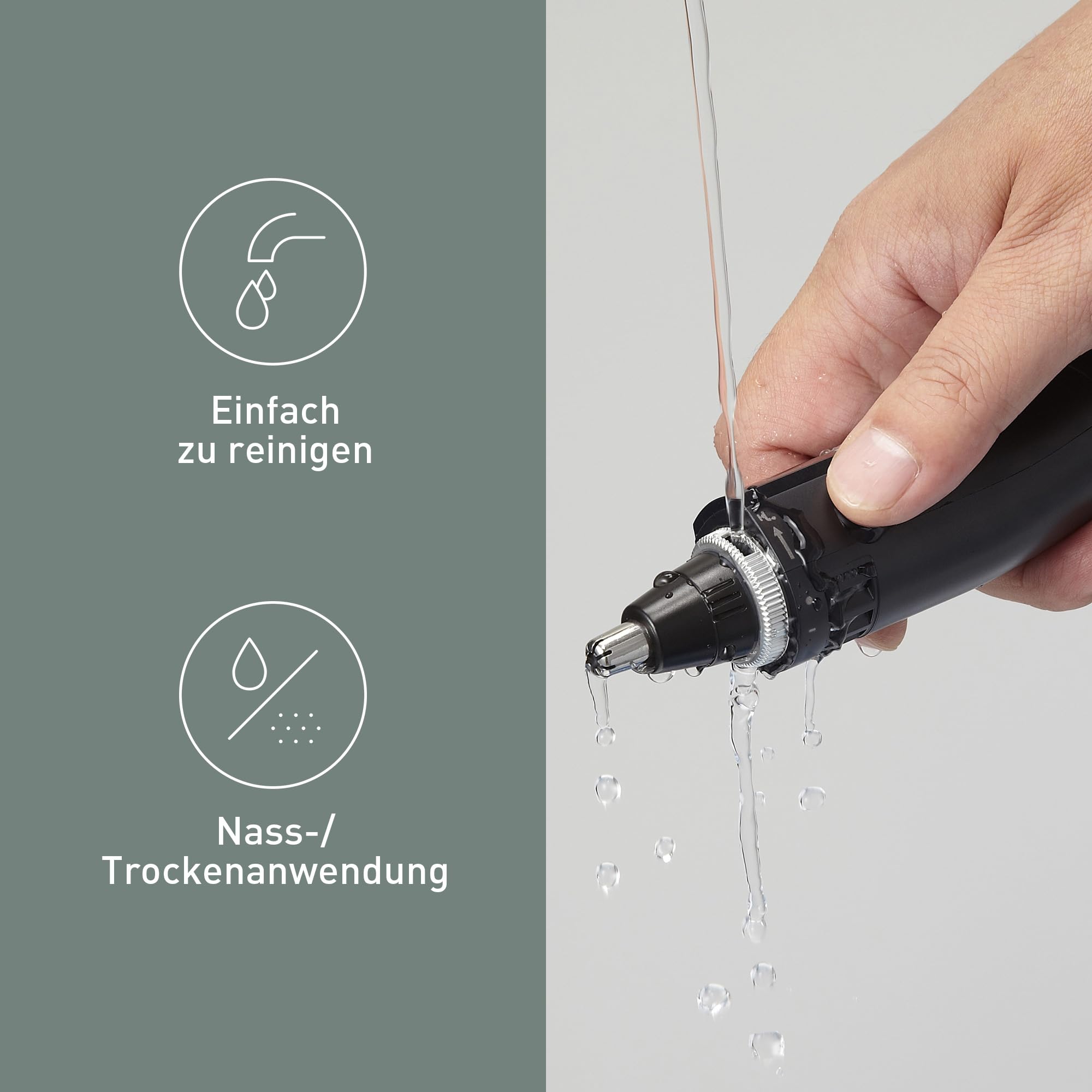 Panasonic ER-GN300-K503 Nasenhaarschneider für Männer, Premium-Elektrorasierer, Nasen-, Ohren- und Augenbrauen-Trimmer, wasserdicht, batteriebetrieben, Schwarz
