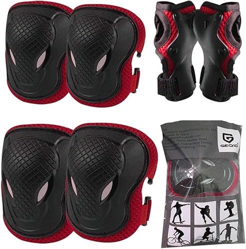 Miniatura 6 de GEQID - Rodilleras para niños, coderas y muñequeras, equipo de protección, para patinaje y ciclismo, patinaje a niños de 5 a 12 años