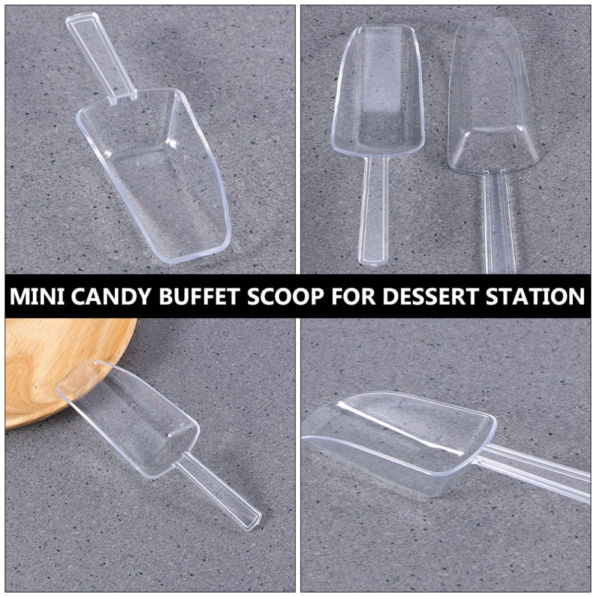 Pala para Hielo y Comida de Plástico Blanco 15 Piezas Multifuncional para Cocina, Barra y Buffet, Pala Multiusos para Alimentos y Recogedora de Granos