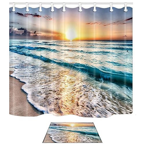 Fabric Shower Curtain With Matching Bath Rug Amazon Com
