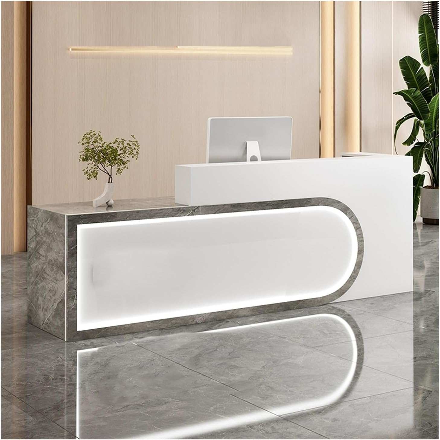 QWEASDF Welcome Desk Checkout ，Shop Counter Sales Desk,Reception Desk with Counter & Lockable Srotage Drawers, for Salon Reception Room Checkout Office(I,L62.9in)