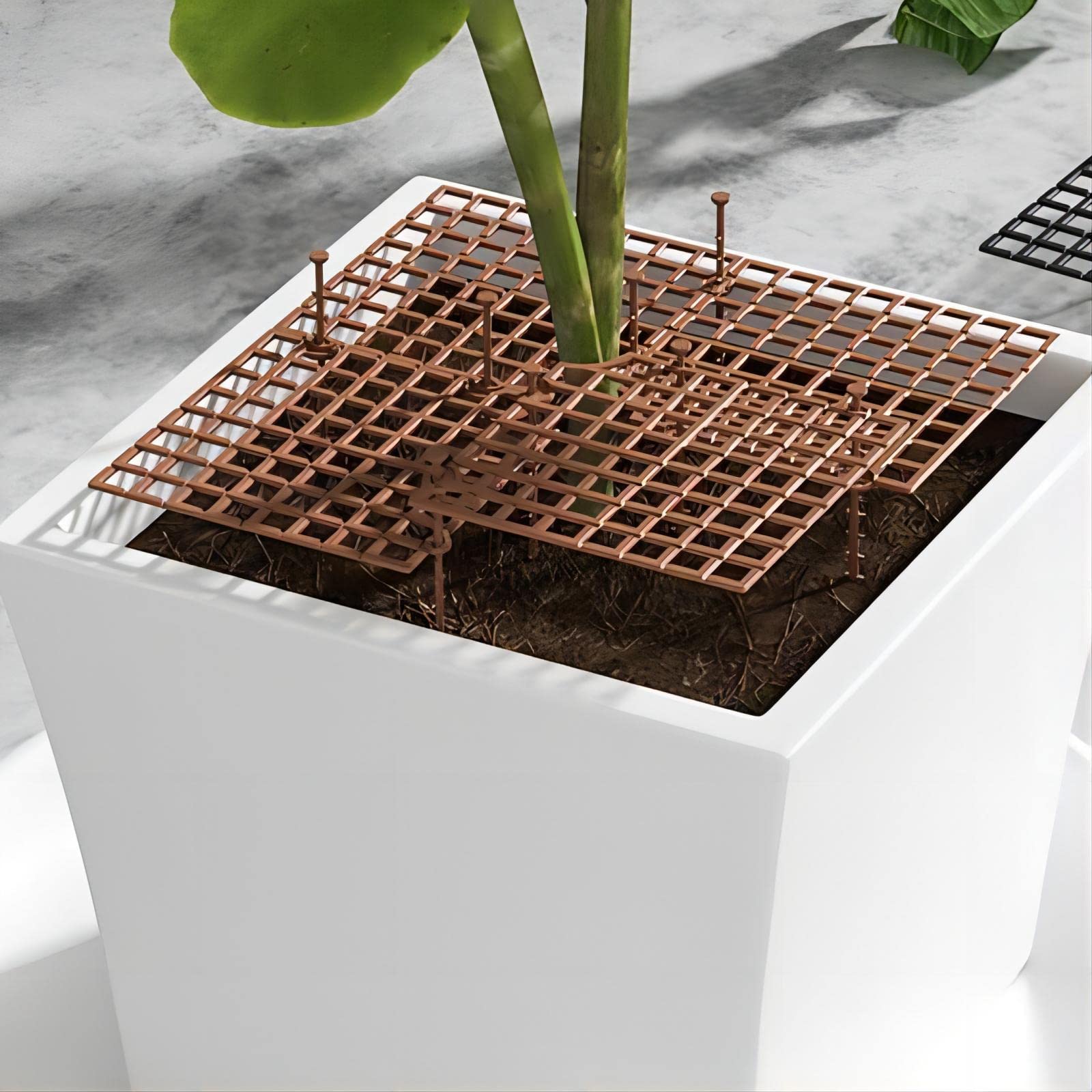 Zimoer Plant Pot Cover, Flower Pot Soil Guard 30cm Square Brown - Image 3