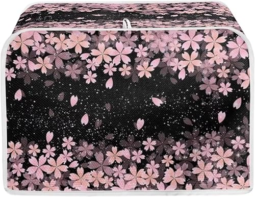 Cubierta para tostadora con estampado de flor de cerezo rosa, cubierta para tostadora de 4 rebanadas, cubierta acolchada para tostadora de pan,