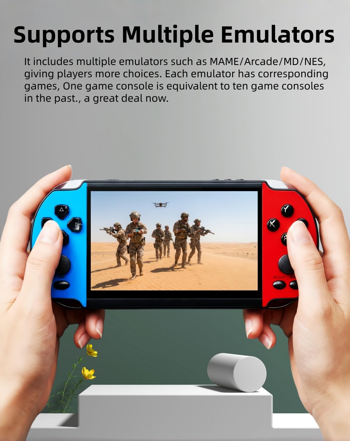 Consola de videojuegos MP4/MP3 de 5.1 pulgadas, múltiples emuladores, juegos retro clásicos integrados, consola portátil de mano, perfecta para cumpleaños, al aire libre, viajes, ocio y