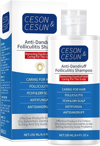 Ceson&Cesun Anti-Fungal/Anti Dandruff 2 in 1 Shampoo for Folliculitis, Scalp Psoriasis & Seborrheic Dermatitis, Itchy & Dry Scalp Relief, Nourishes, Hydrates, Fresh Scent, Safe For Color-Treated Hair