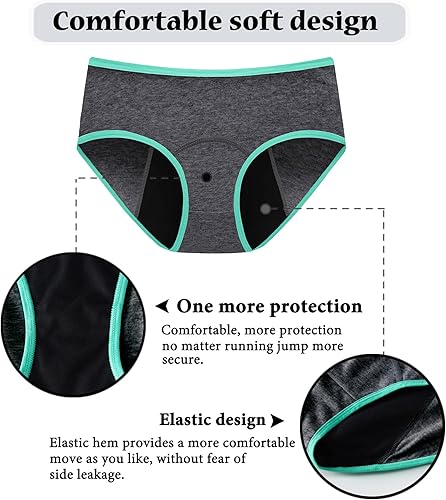 Miniatura 4 de Bragas suaves del algodón de la ropa interior del período de las muchachas adolescentes para los jóvenes 8-18 años