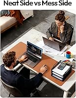 Vista 6 de YSAGi Almohadilla de escritorio protectora, alfombrilla grande para ratón, alfombrilla de escritorio de piel sintética antideslizante impermeable