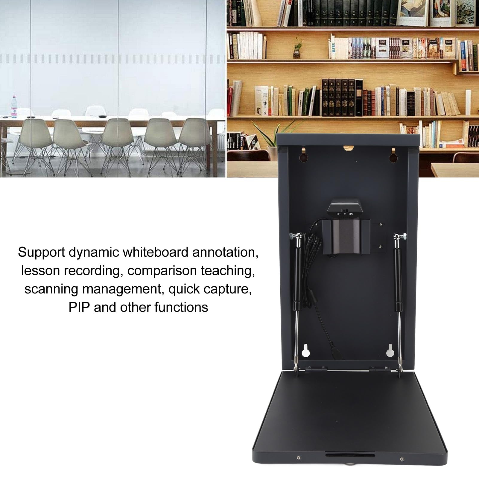 Syrisora Scanner per fotocamera documenti A4 con luci di riempimento a 4 LED 8MP 3264x2448 Messa a fuoco automatica USB Smart Document Scanner montato a parete per web conferenze