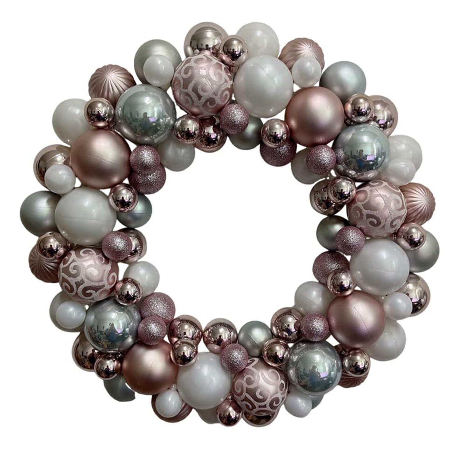 Winterkranz Dekokranz Weihnachtskugel-Girlanden-Dekoration, glitzernd, geeignet for Tür, Wand, Kamin, Urlaub, Party-Dekoration Adventskranz Christbaumschmuck