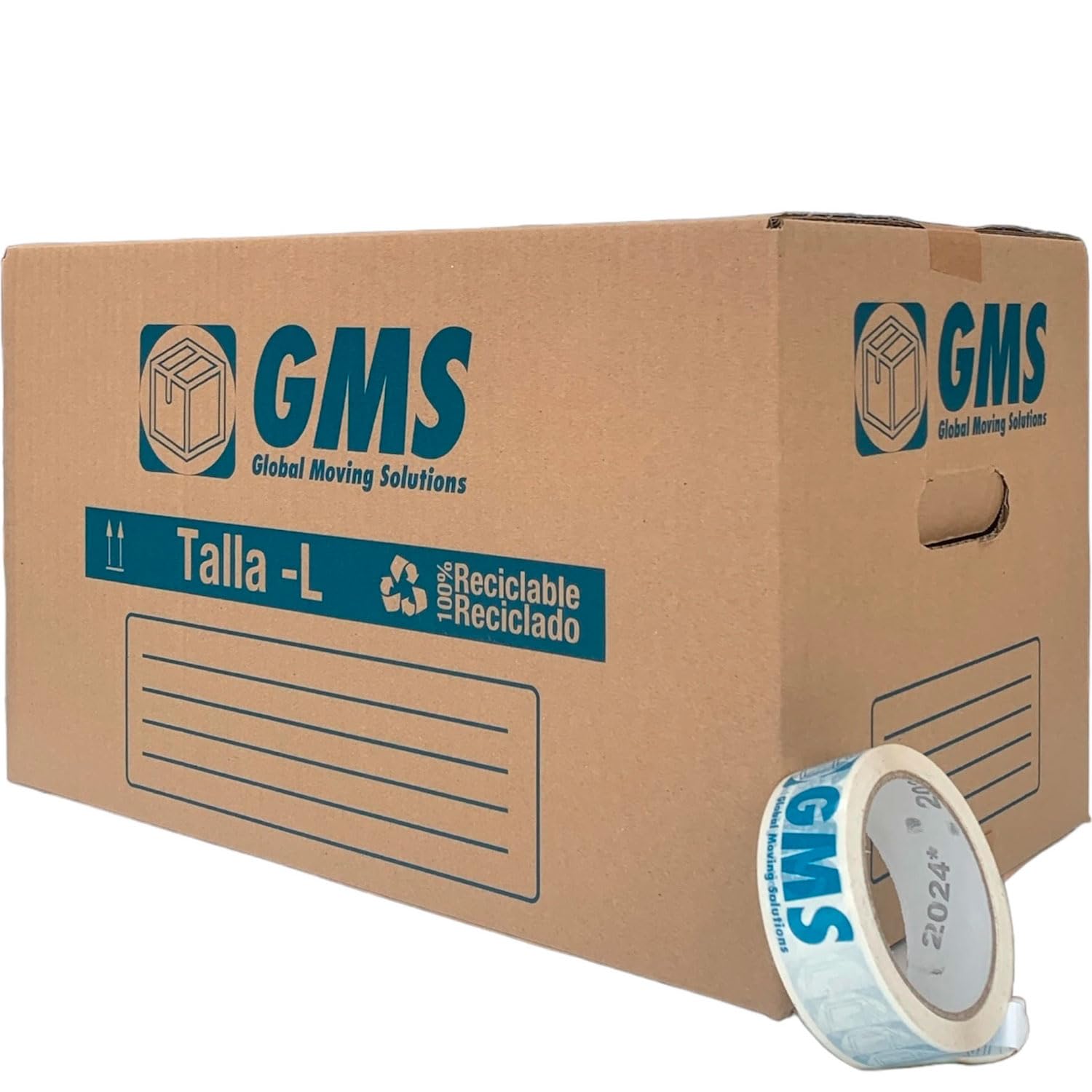20 Cajas Mudanza 50x30x30cm – Cajas De Carton Mudanza – Cajas Gran Capacidad + Precinto GMS - Cajas Para Mudanza – Cajas Para Mudanzas Y Almacenaje Con Asas (20Cajas - 50x30x30cm + Precinto)